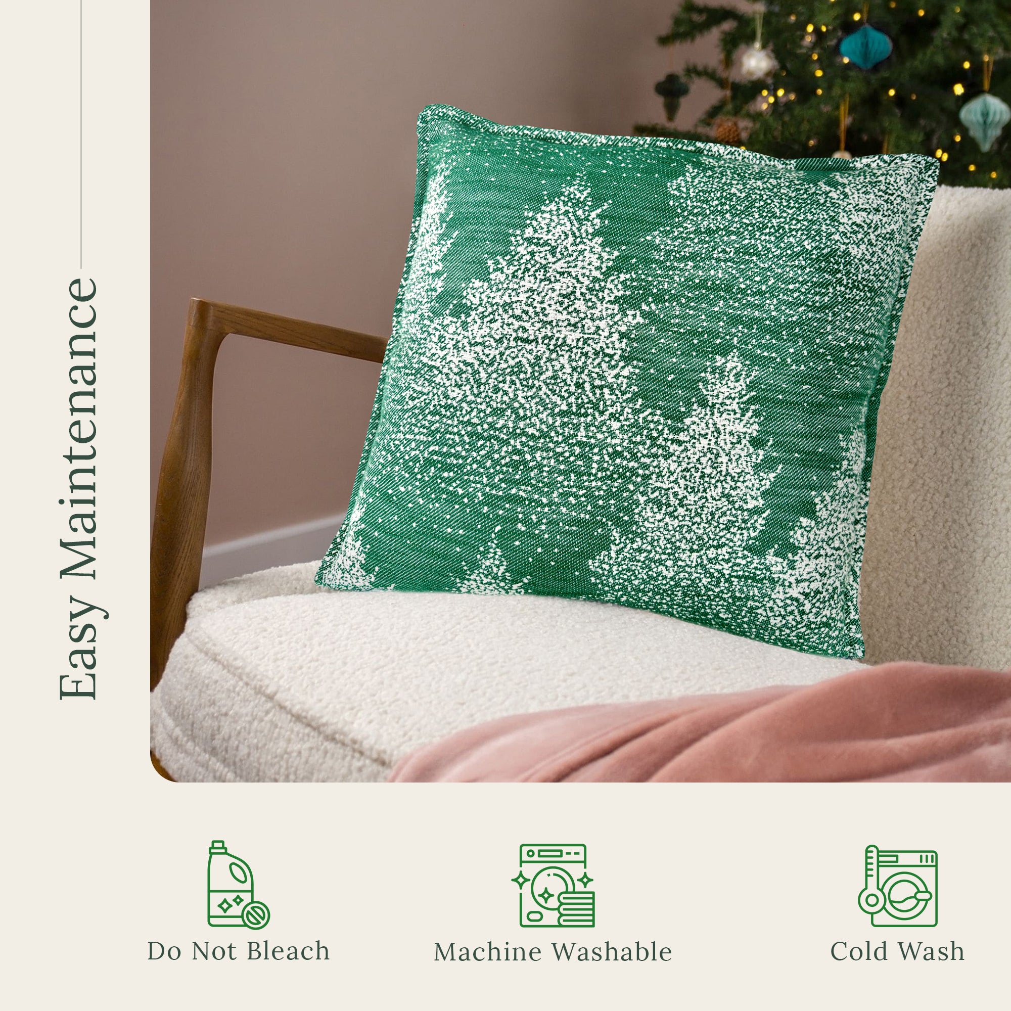 Moss & Snow Throw Pillow Cover