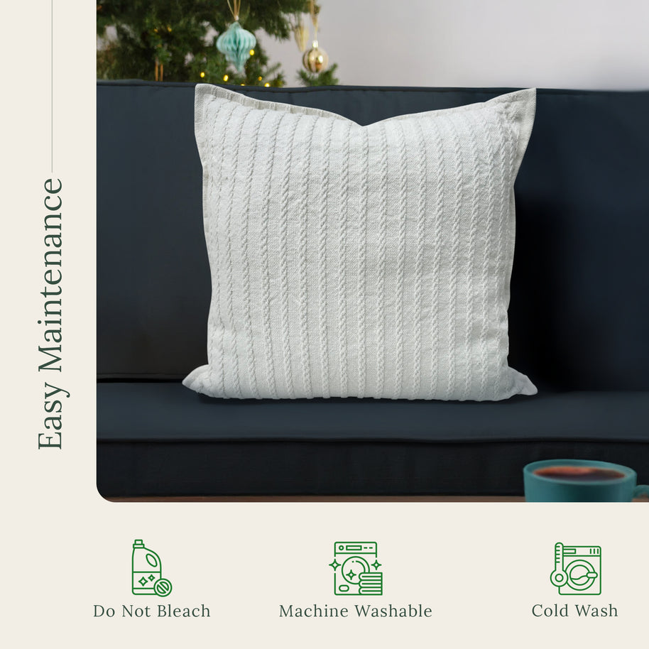 Ivory Pleat Throw Pillow Cover