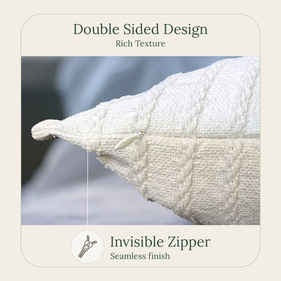 Ivory Pleat Throw Pillow Cover