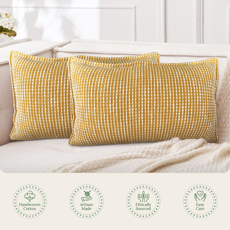 Golden Glow Lumbar Pillow Cover
