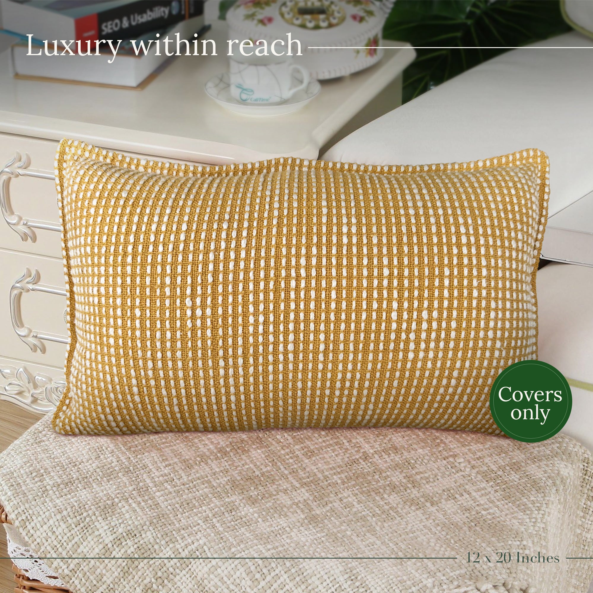 Golden Glow Lumbar Pillow Cover