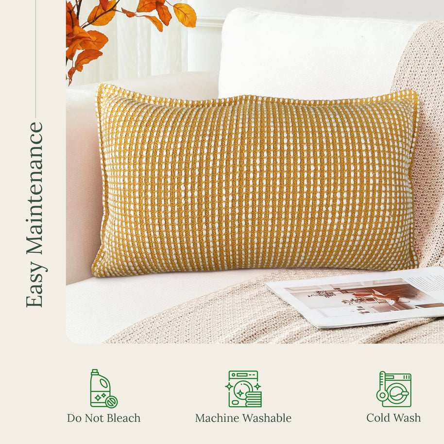 Golden Glow Lumbar Pillow Cover