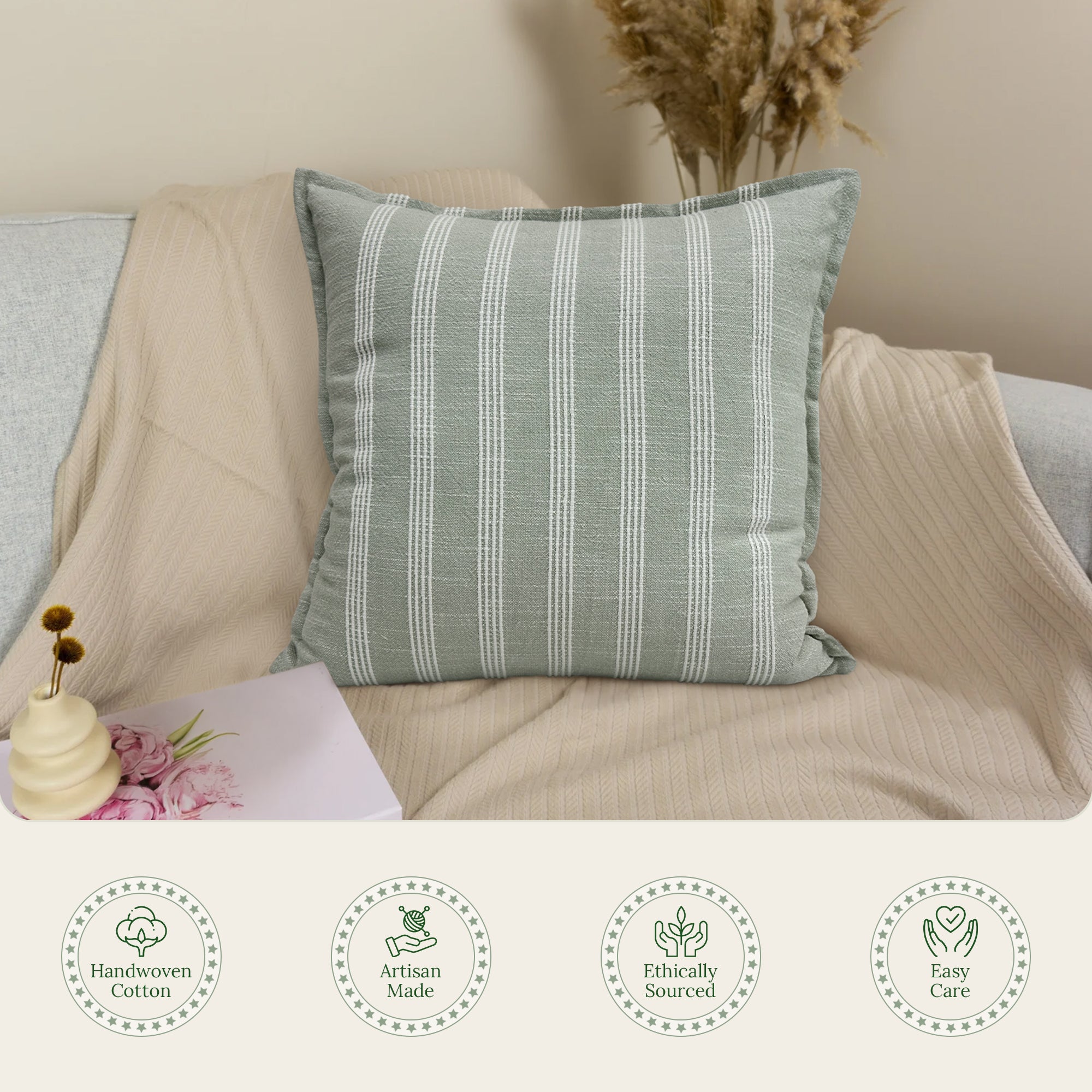 Sage Bliss Throw Pillow Cover